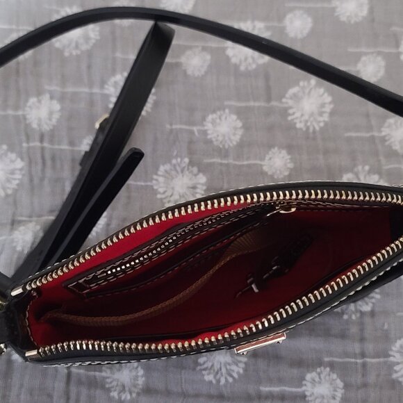 Dooney & Bourke Black Domed Ostrich Embossed Leather Crossbody – Like New - Picture 4 of 7